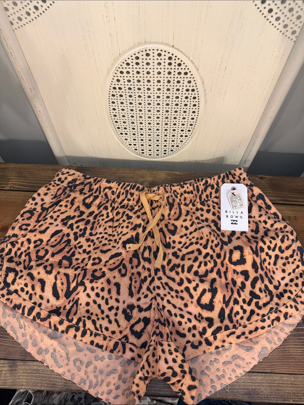 Billabong tan and Black Leopard Print Lounge Shorts NWT-L